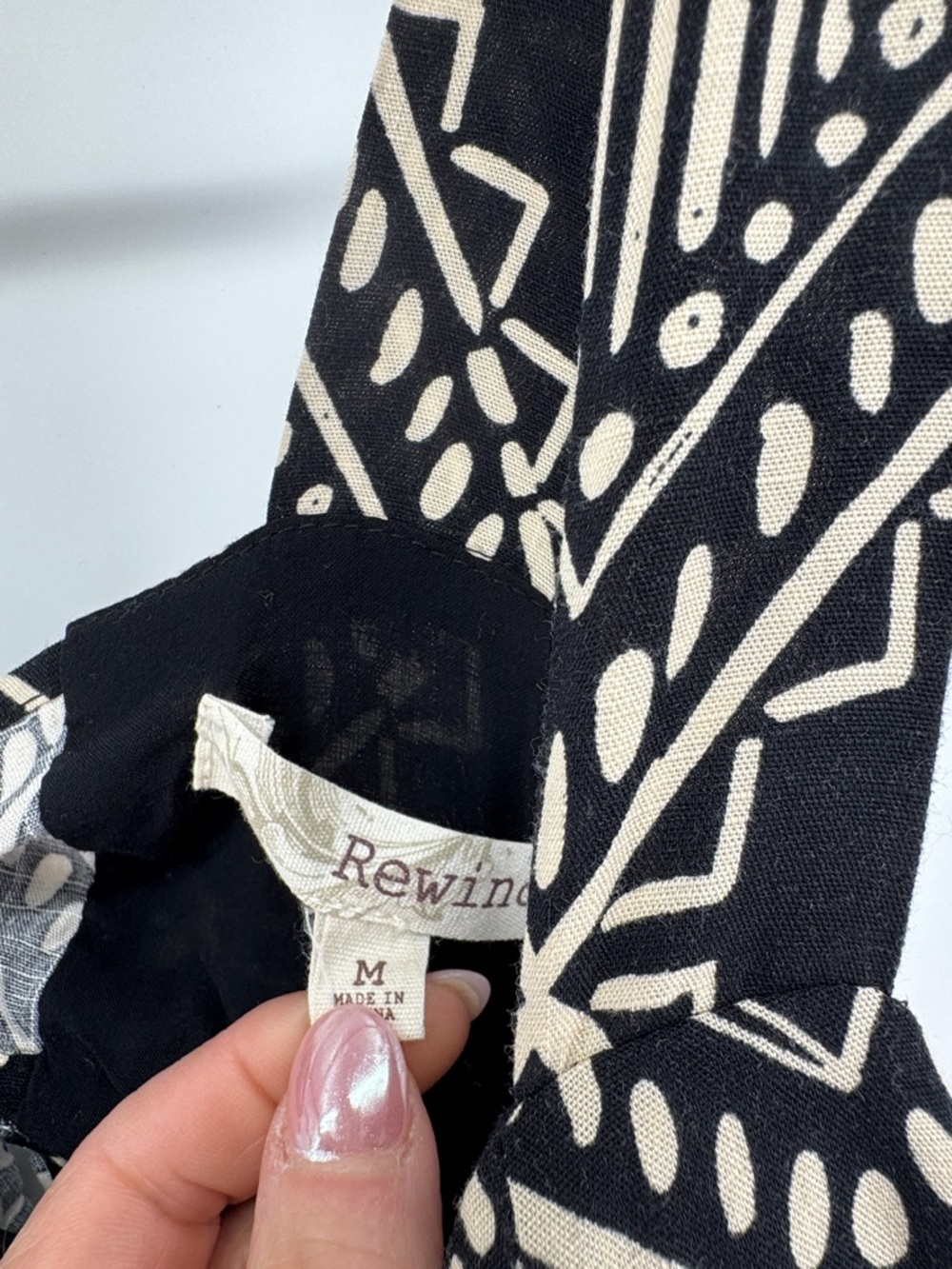 Rewind Black and Cream Geometric Tribal  Sundress Women's Size Medium Festival - Picture 7 of 10